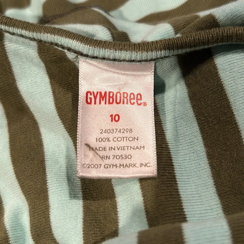 Gymboree Beach Shack Striped One Shoulder Dress Aqua Olive Size 10
